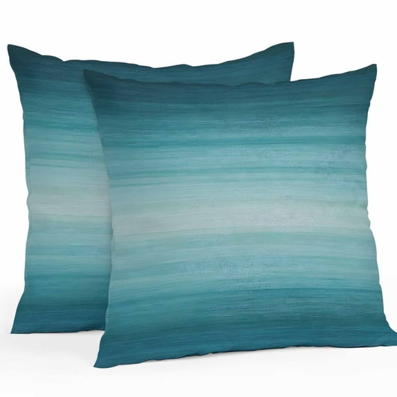 Turquoise Ombre Outdoor Pillow Covers Pack of 2 Modern Abstract Art Gradient Waterproof Throw Pillow Covers Decorative Cushion Cases for Patio Garden Tent Balcony Couch 16x16 inch
