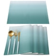 thumbnail image 1 of Turquoise Ombre Placemats Set of 6, Teal White Gradient Modern Abstract Art Placemats for Dining Table, Place Mats for Kitchen Tabletop, Waterproof Wipeable Dining Table Mats Set, 1 of 9