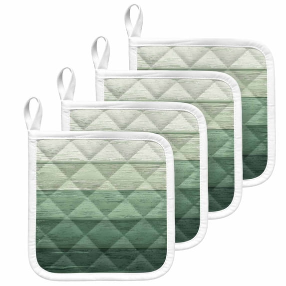 Turquoise Ombre Pot Holders for Kitchen Heatproof Potholder, 4 Pack Farmhouse Vintage Wooden Striped Hot Pads Multipurpose Oven Pads Cloth Potholders Trivet for Cooking and Baking