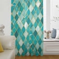 thumbnail image 1 of Turquoise Ombre Semi Sheer Curtains Drapes for Living Room,Bedroom,French Doors Window 84 Inches Long,Modern Abstract Art Geometric Rhombus Rod Pocket Chiffon Curtain Drapery Voile Draperies Panel, 1 of 8