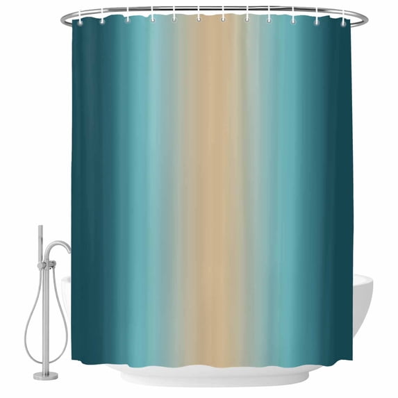 Turquoise Ombre Shower Curtain Set - Standard 72" x 72" Washable Bathtub Curtain with 12 Hooks, Modern Yellow Gradient Farmhouse Art Waterproof Fabric Stall Shower Curtains for Bathroom/Bathtub