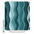 thumbnail image 1 of Turquoise Ombre Shower Curtains for Bathroom Waterproof Fabric Bath Curtains Decor Bath Tub Curtain Abstract Art Moire Ocean Waves Decorative Shower Curtain Sets with 12 Hooks, 72x72 Inch, 1 of 6