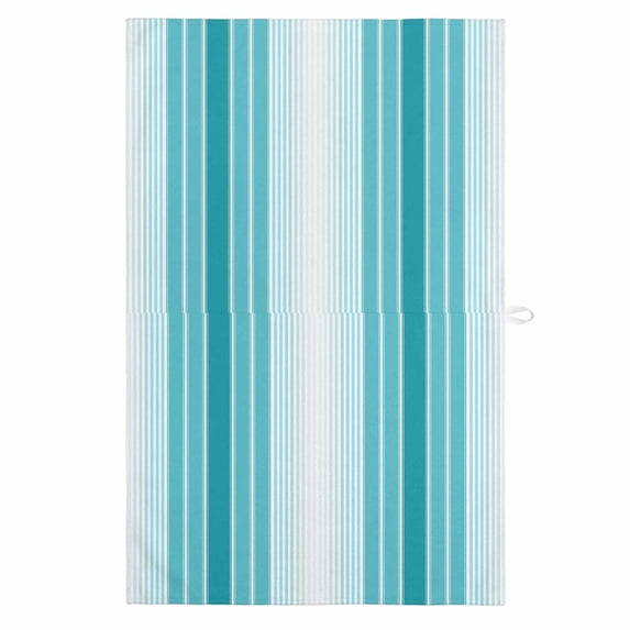 Turquoise Ombre Stripe 1 Pack Kitchen Towel, Water Absorbent Dish Towel, Farmhouse Simple Striped Decorative Hand Towels - Quick Drying Cloth for Cooking Baking, 18x28 Inch