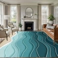 thumbnail image 1 of Turquoise Ombre Stripe Area Rugs 5x8 for Living Room, Summer Beach Abstract Waves Moires Non Slip Washable Rug Runner, Low Pile Indoor Floor Carpet Mat Bathroom Rugs for Bedroom, Kids Room, 1 of 9