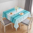 thumbnail image 1 of Turquoise Ombre Stripe Table Cloth Waterproof Tablecloths, Farmhouse Simple Striped Tablecloth Dining Table Cover for Kitchen Party Tabletop Outdoor, Square Tablecloth 54x54 Inch, 1 of 9