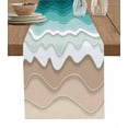 thumbnail image 1 of Turquoise Ombre Stripe Table Runner Cotton Linen 36 Inch Holiday Dresser Scarves, Abstract Summer Beach Coastal Tablerunner for Kitchen Coffee Dining Bedroom Living Room Dinner Scarf Décor 13''x36'', 1 of 9