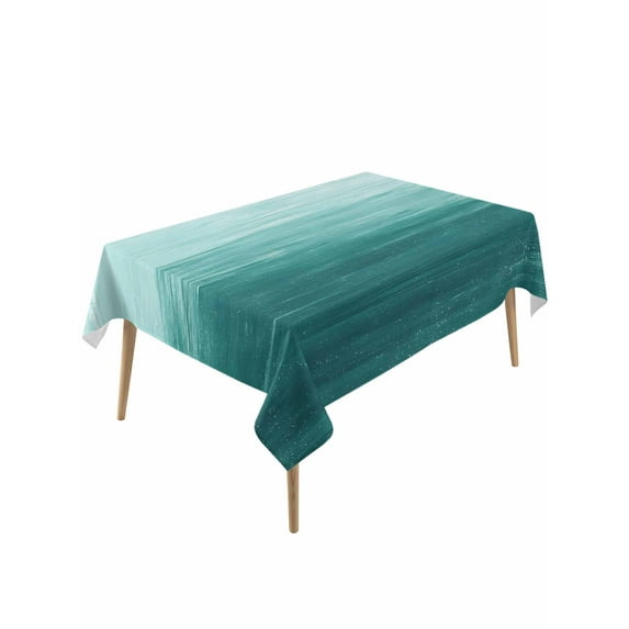 Turquoise Ombre Table Cloth, Modern Abstract Art Ocean Oil Painting Waterproof Tablecloth for Rectangle Tables, Reusable Washable Fabric Table Cover for Restaurant Kitchen Dining Tables 60"x120"