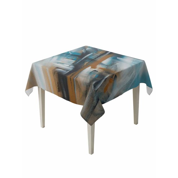 Turquoise Ombre Table Cloth, Waterproof Tablecloth for Square Tables, Brown Abstract Modern Gradient Retro Art Reusable Washable Fabric Table Cover for Restaurant Kitchen Dining Tables 54"x54"