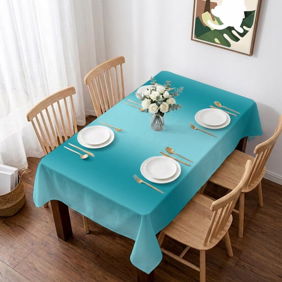 Turquoise Ombre Table Cloth Waterproof Tablecloths, Farmhouse Teal Gradient Modern Art Tablecloth Dining Table Cover for Kitchen Party Tabletop Outdoor, Rectangle Tablecloth 60x84 Inch