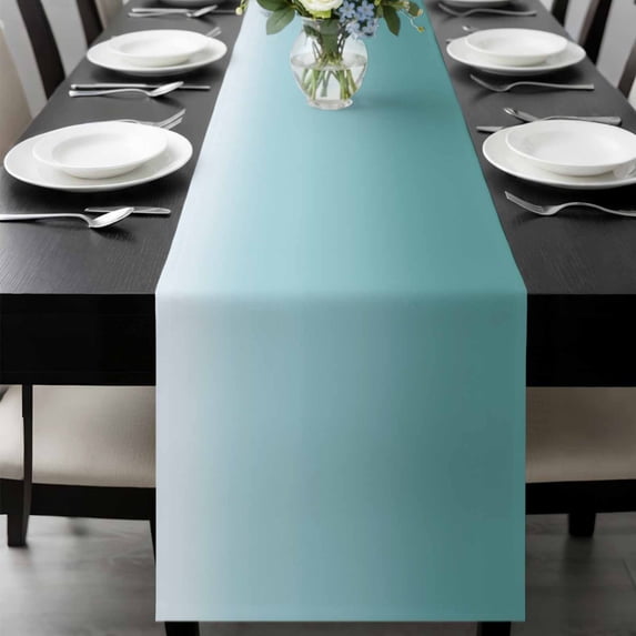 Turquoise Ombre Table Runner 36 Inches Long, Teal White Gradient Modern Abstract Art Kitchen Coffee Dining Table Decoration for Home Party Birthday Wedding Home Decor 13x36 Inches