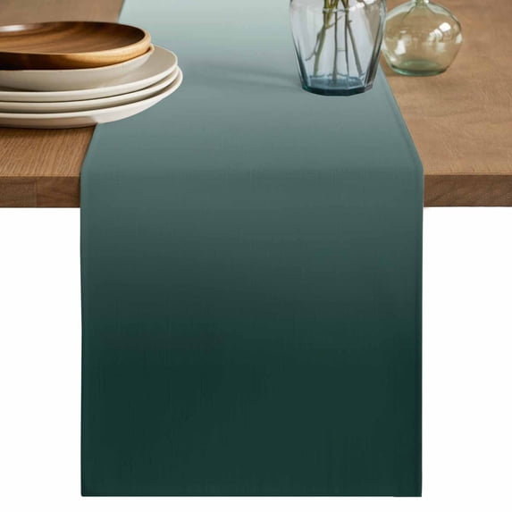 Turquoise Ombre Table Runner, Abstract Modern Art Aesthetics Washable Cotton Linen Table Runners 72 Inches Long, Dresser Scarf Runner for Dining/Coffee/TV Stands/Kitchen/Cabinets 16''x72''