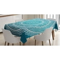 thumbnail image 1 of Turquoise Ombre Tablecloth, Mandala Medallion Starry Design with Flower in Middle Ethnic Indian Art, Rectangular Table Cover for Dining Room Kitchen, 60 X 90 Inches, Dark Turquoise, by Ambesonne, 1 of 4