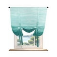 thumbnail image 1 of Turquoise Ombre Tie Up Curtains for Windows 63 Inch Length Balloon Curtains Kitchen Adjustable Balloon Window Shade Modern Abstract Art Ocean Oil Painting Tie Up Bathroom Curtain Window 52"x63", 1 of 6