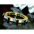 thumbnail image 1 of Turquoise Opal Eternity Band,December birthstone ring, Black Onyx Opal Ring,Eternity Wedding Band,Thin Turquoise Stacking Wedding Ring Gift., 1 of 2