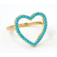 thumbnail image 1 of Women’s Turquoise Open Heart Ring – 925 Sterling Silver Minimalist Heart-Shaped Jewelry Gift, 1 of 2