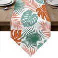 thumbnail image 1 of Turquoise Orange Palm Leaves Table Runner Linen Burlap Table Runner 90 Inches Long Tropical Botanical Summer Dresser Scarves for Kitchen Island Coffee Dining Room Party Wedding Holiday Decor 13"x90", 1 of 8