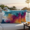 thumbnail image 1 of Turquoise Orange Purple Outdoor Pillow Covers 20x12 Inch Lumbar Pillow Covers Set of 2 Waterproof Decorative Throw Pillow Cases Modern Color Gradient Cushion Covers for Patio Furniture Garden Couch, 1 of 8