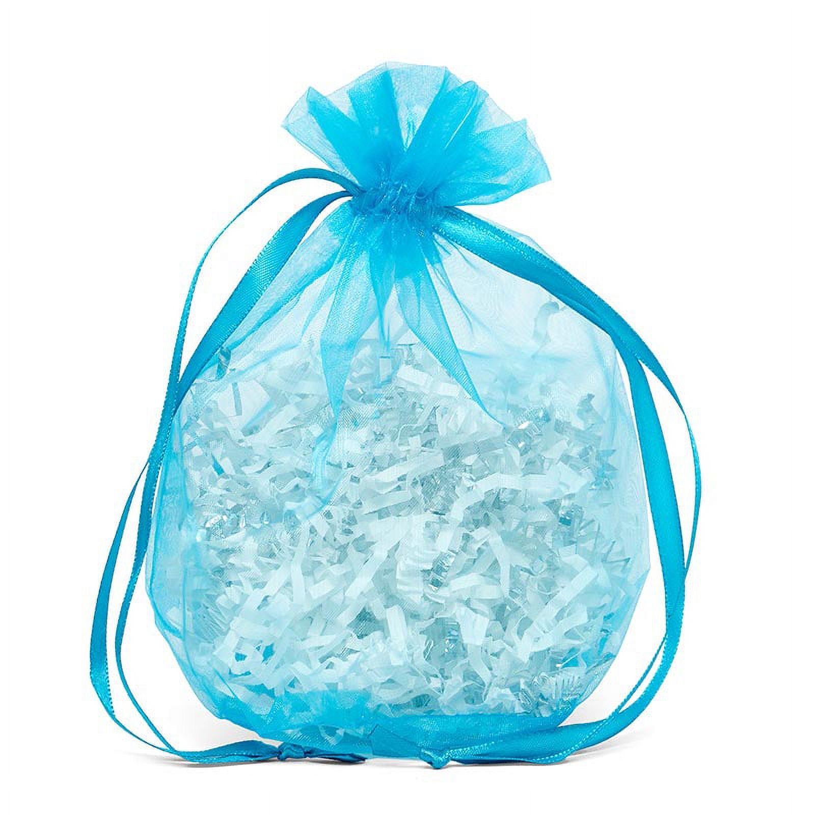 Turquoise Organza Bags with Round Bottom Quantity 30 Width 6 1 2 Gusset 4 by Paper Mart Walmart