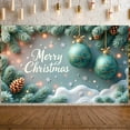 thumbnail image 1 of Turquoise Ornament Christmas Banner Gold Pattern Xmas Display Snowflake Design Pine Branch Holiday Backdrop for Christmas Party Family Reunion Home Decoration, 1 of 9