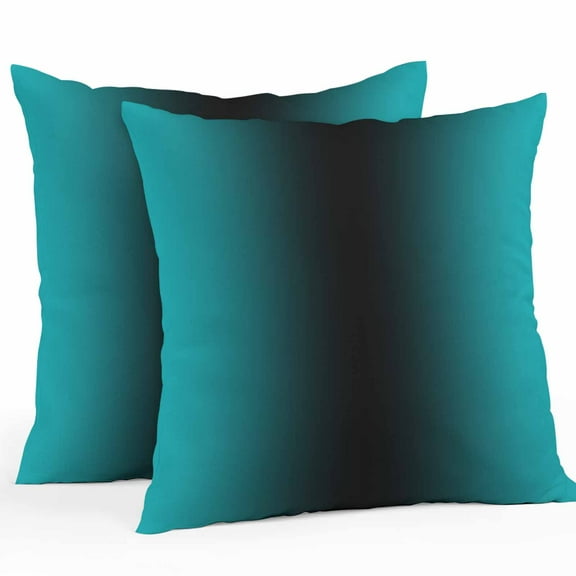 Turquoise and Outdoor Pillow Covers Pack of 2 Black Gradient Waterproof Throw Pillow Covers Decorative Cushion Cases for Patio Garden Tent Balcony Couch 16x16 inch