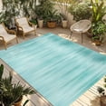 thumbnail image 1 of Turquoise Outdoor Rug 4x6 Ft - Reversible Patio Rug Outdoor Camping Rugs, Modern Abstract Art Ombre Striped Washable Indoor Outdoor Area Rugs, Non-Slip Outdoor Carpet Runner for Deck/Porch, 1 of 8