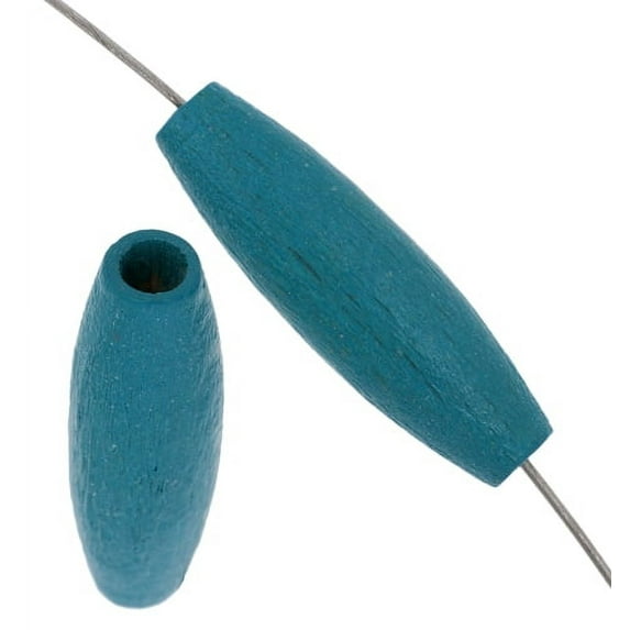 Turquoise Oval Wood Bead 20 x 6mm