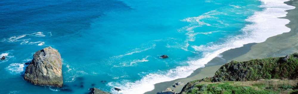 Turquoise Pacific waters California Canvas Art - Panoramic Images (27 x 9)