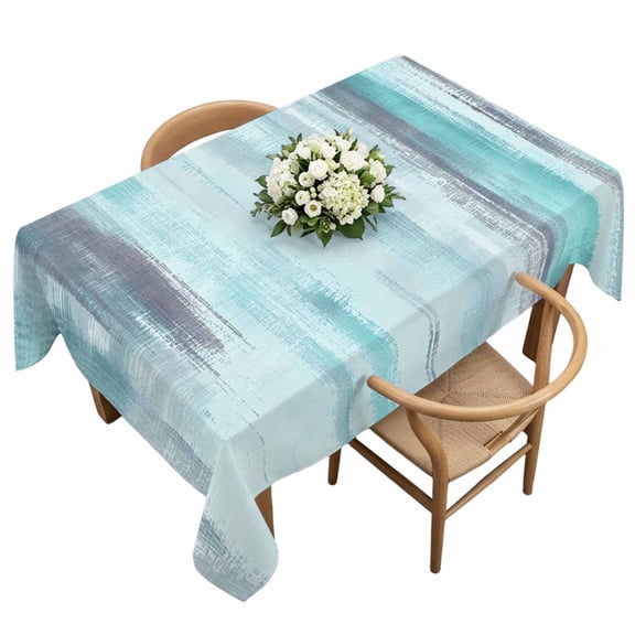 Turquoise Paint Rectangle Tablecloth Modern Abstract Teal Stripes Waterproof Wrinkle Free Soft Table Cloth Spill-Proof Washable Table Cover for Dining Party Picnic 60 x 120 Inch