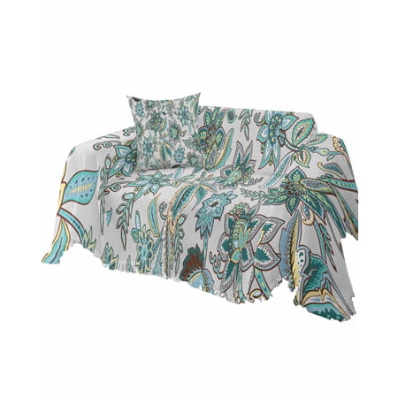 Turquoise Paisley Sofa Couch Covers for Dog,Washable Sectional Couch Slipcovers for Loveseat with Tassels,Abstract Flower Traditional Ethnic Leaf Non Slip Sofa Throw Cover Blanket Large 71''x102''