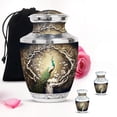thumbnail image 1 of Turquoise Peacock Funeral Urns For Human Ashes Adult Mom & Dad - Burial Urn For Ashes Adult Men & Women - Cremation Gifts For Decorative - Combo 2 Small Keepsake 3Inch & Large 10Inch 200Lbs, 1 of 2