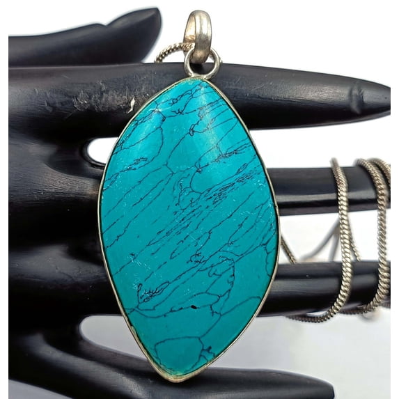 Turquoise Pendant 72.25 Carat Silver Big Size