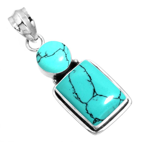 Turquoise Pendant 925 Sterling Silver Handmade Jewelry