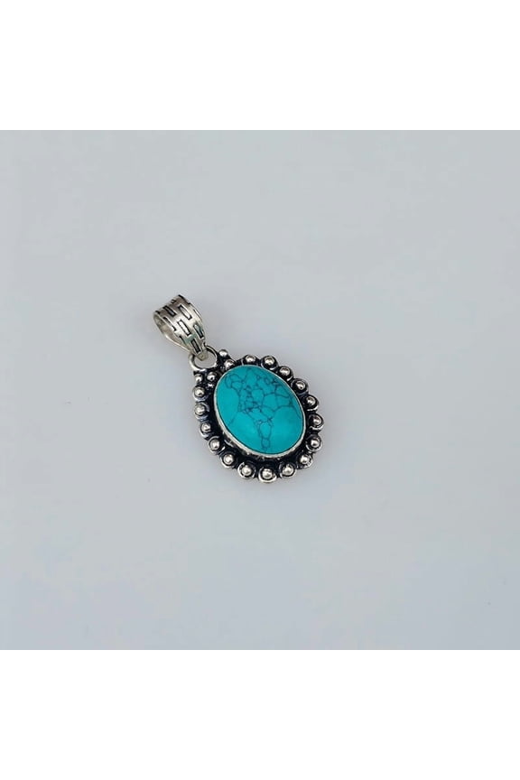 Turquoise Pendant 925 Sterling Silver Natural Gemstone Handmade Boho Pendant Jewelry Gift For Her