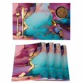 thumbnail image 1 of Turquoise Pink Blue Placemats Set of 8, Modern Gradient Abstract Marble Placemats for Dining Table, Place Mats for Kitchen Tabletop, Waterproof Wipeable Dining Table Mats Set, 1 of 9