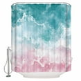 thumbnail image 1 of Turquoise Pink Ombre Shower Curtain, 66" x 72", Abstract Coastal Ocean Waves Gradient Waterproof Bathroom Curtain Washable Shower Curtain Set with 12 Hooks, 1 of 6