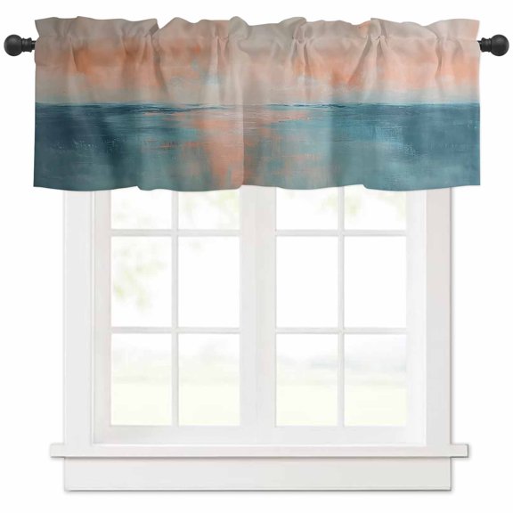 Turquoise Pink Ombre Valances for Windows Farmhouse Kitchen Curtains Valances Rod Pocket Valance Curtains for Kitchen Windows Vintage Gradient Abstract Aesthetic Window Valances for Bathroom 54"x18"