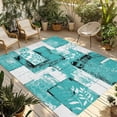 thumbnail image 1 of Turquoise Pink Outdoor Rug for Patio/Deck/Porch, Non-Slip Large Area Rug 5 x 8 Ft, Modern Abstract Art Botanical Indoor Outdoor Rugs Washable Area Rugs, Reversible Camping Rug Carpet Runner, 1 of 8