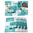 thumbnail image 1 of Turquoise Pink Placemats Set of 8 Modern Abstract Art Botanical Place Mats Indoor Wipeable Table Mats Washable Cloth Dining Table Placemats for Kitchen Holiday Party Home Decor 13x19 Inch, 1 of 9
