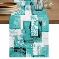 thumbnail image 1 of Turquoise Pink Table Runner, Modern Abstract Art Botanical Washable Cotton Linen Table Runners 36 Inches Long, Dresser Scarf Runner for Nightstand/End Tables/Round Tables 13''x36'', 1 of 9