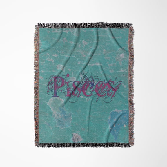 Turquoise Pisces Abstract, Woven Blanket