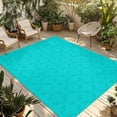 thumbnail image 1 of Turquoise Plaid Outdoor Rug 5x8 Ft - Reversible Patio Rug Outdoor Camping Rugs, Geometric Leaf Diamond Morocco Abstract Indoor Outdoor Area Rugs, Non-Slip Outdoor Carpet Runner for Deck/Porch, 1 of 8