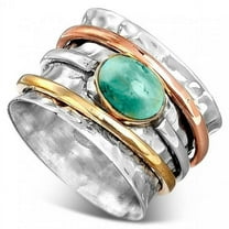 Turquoise Plated Tri-Color Alloy Insect Ring: Fashion Jewelry for Women with a Beautiful Glazed Gemstone Finish