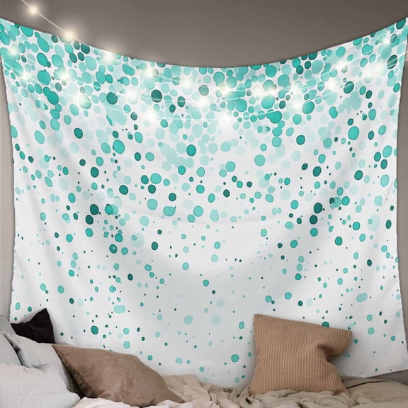 Turquoise Polka Dot Small Tapestry for Bedroom Wall Hanging Tapestry,Abstract Modern Art Dots Watercolor Ceiling Backdrop Tapestries Poster Blanket Wall Decor for Teens Room Living Room 23" x 28"