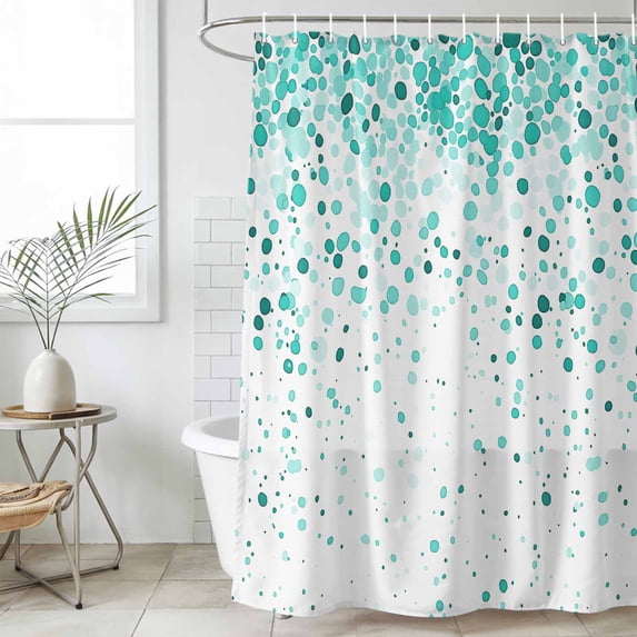 Turquoise Polka Dot Waterproof Fabric Shower Curtain,Abstract Modern Art Dots Watercolor Waterproof Fabric Shower Curtain for Bathroom Curtains Bathtubs Shower Curtains with 12 Hooks Long 72x78in