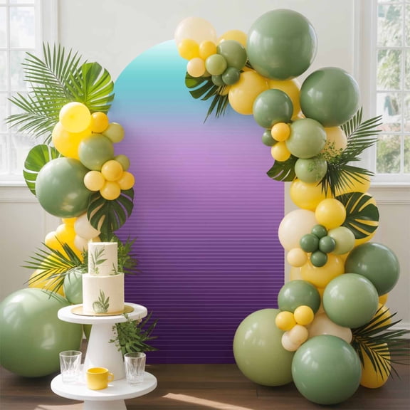 Turquoise Purple Arch Backdrop Cover, 4FT, Stripe Gradient Spandex Arch Covers Double-Sided Backdrop for Wedding Birthday Party Photo Background Decoration