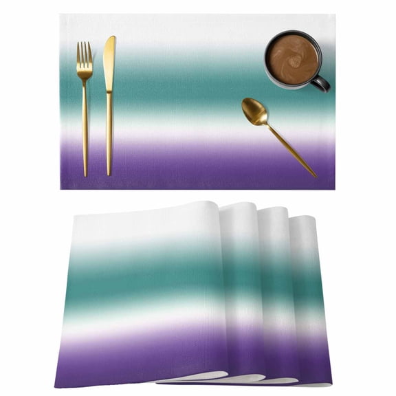 Turquoise Purple Ombre Placemats Set of 4 Modern Color Gradient Abstract Art Place Mats Indoor Wipeable Table Mats Washable Dining Table Placemats for Kitchen Holiday Party Home Decor 13x19 Inch