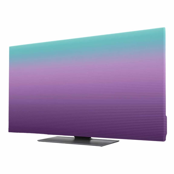 Turquoise Purple TV Dust Cover 24 Inch, Stripe Gradient Computer Monitor Cover Dustproof Stretchable Indoor TV Screen Protector for LED LCD Universal Monitors