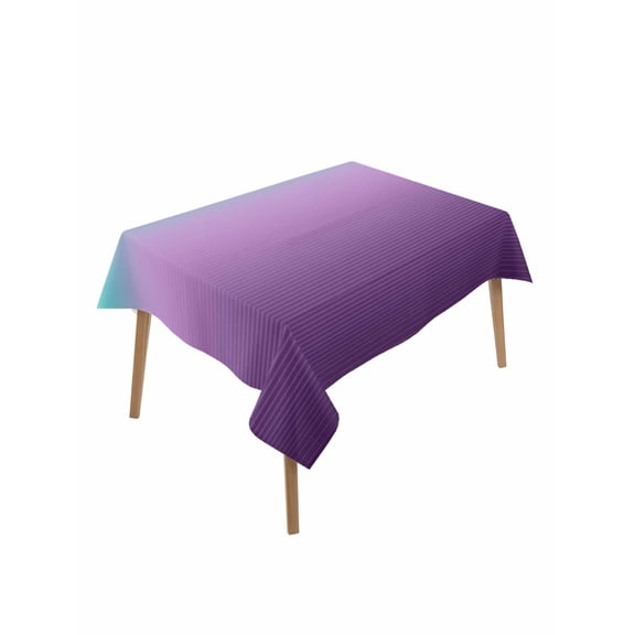 Turquoise Purple Table Cloth 52x70 Inch Rectangle, Stripe Gradient Waterproof Tablecloth Washable Table Cover for Party Picnic Dinner Decor