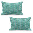 thumbnail image 1 of Turquoise Quilted Pillowcover Set of 2, Art Deco Style Shapes Like Geometrical Squares with Lines Image, Standard Queen Size Pillow Cover for Bedroom, 36" x 20", Turquoise Yellow, by Ambesonne, 1 of 1