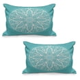 thumbnail image 1 of Turquoise Quilted Pillowcover Set of 2, Round Curving Tree Branches Pattern Infinite Circle Symmetrical Cuves Floral Design, Standard Queen Size Pillow Cover Bedroom, 36" x 20", White, by Ambesonne, 1 of 1